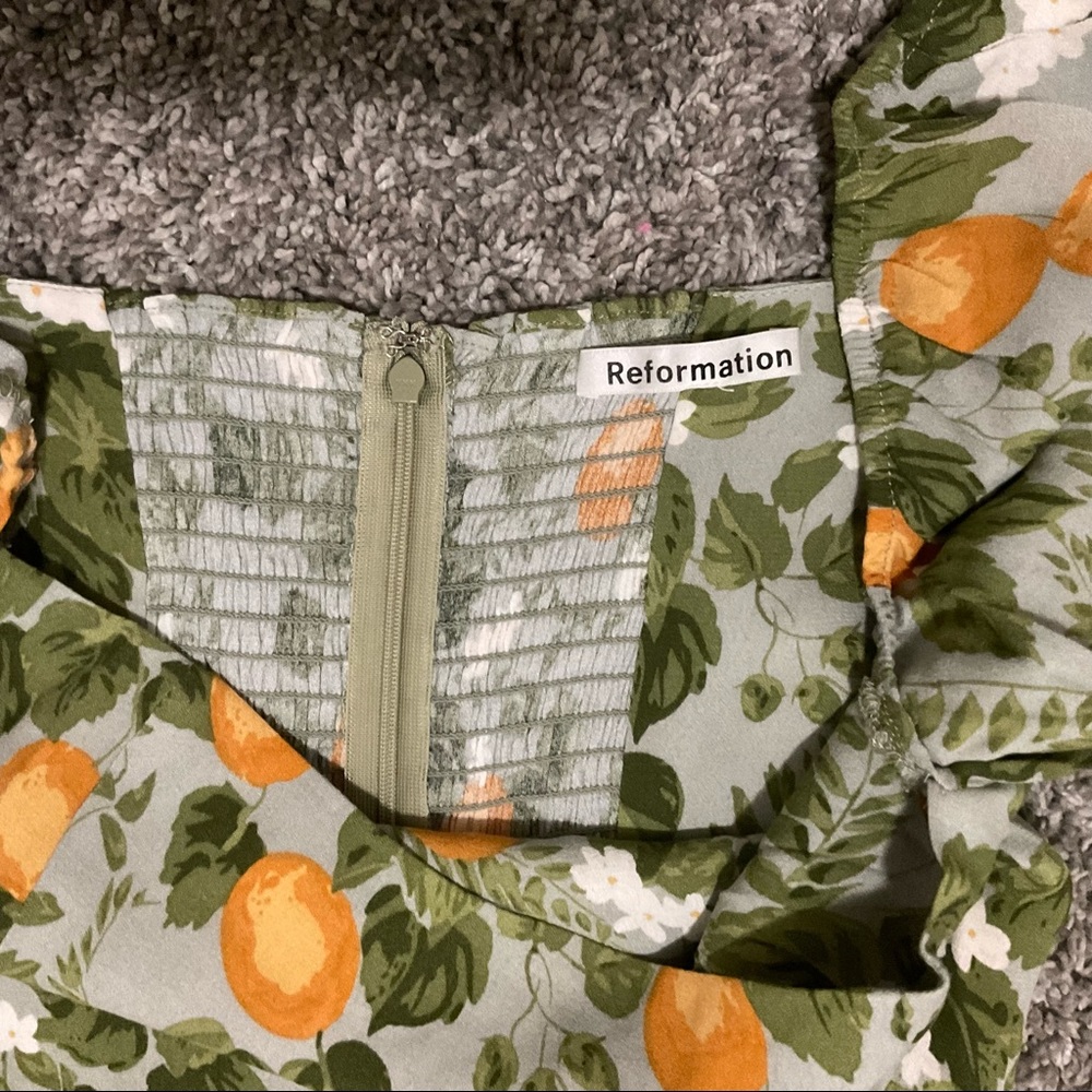Reformation Mica Midi Dress Sz4 Orange Grove Green Long Sleeve Party Cocktail - Picture 8 of 13
